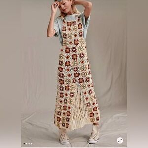 Free People Multicolor Crochet Maxi Dress, hand crochet, by fine artists !
